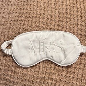 White Satin Eye Mask with 'MRS.' Embroidery